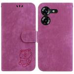 For Tecno Pova 5 Little Tiger Embossed Leather Phone Case(Rose Red)