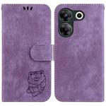 For Tecno Camon 20 Pro 5G Little Tiger Embossed Leather Phone Case(Purple)