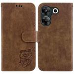 For Tecno Camon 20 Pro 5G Little Tiger Embossed Leather Phone Case(Brown)