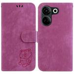 For Tecno Camon 20 Pro 4G / 20 Little Tiger Embossed Leather Phone Case(Rose Red)