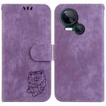 For Tecno Spark 10 5G Little Tiger Embossed Leather Phone Case(Purple)