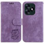 For Tecno Spark 10 4G / 10C Little Tiger Embossed Leather Phone Case(Purple)