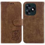 For Tecno Spark 10 4G / 10C Little Tiger Embossed Leather Phone Case(Brown)