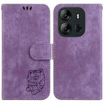For Tecno Spark GO 2023 /Pop 7 Pro Little Tiger Embossed Leather Phone Case(Purple)