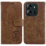 For Tecno Spark GO 2023 /Pop 7 Pro Little Tiger Embossed Leather Phone Case(Brown)