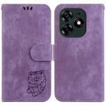 For Tecno Spark 10 Pro Little Tiger Embossed Leather Phone Case(Purple)