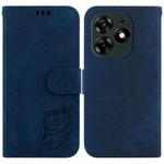 For Tecno Spark 10 Pro Little Tiger Embossed Leather Phone Case(Dark Blue)