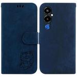 For Tecno Pova 4 Pro Little Tiger Embossed Leather Phone Case(Dark Blue)