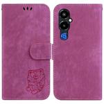 For Tecno Pova 4 Pro Little Tiger Embossed Leather Phone Case(Rose Red)