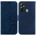 For Tecno Pop 6 Go Little Tiger Embossed Leather Phone Case(Dark Blue)