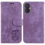 For Tecno Spark 9 Pro / 9T Little Tiger Embossed Leather Phone Case(Purple)