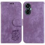 For Tecno Camon 19 Little Tiger Embossed Leather Phone Case(Purple)
