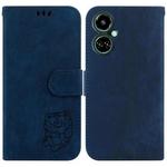 For Tecno Camon 19 Little Tiger Embossed Leather Phone Case(Dark Blue)