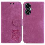 For Tecno Camon 19 Little Tiger Embossed Leather Phone Case(Rose Red)