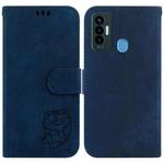 For Tecno Camon 18i Little Tiger Embossed Leather Phone Case(Dark Blue)