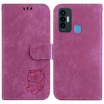 For Tecno Camon 18i Little Tiger Embossed Leather Phone Case(Rose Red)