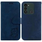 For Tecno Spark Go 2022 / 8C Little Tiger Embossed Leather Phone Case(Dark Blue)