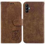 For Tecno Spark 8 Pro Little Tiger Embossed Leather Phone Case(Brown)