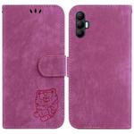 For Tecno Spark 8 Pro Little Tiger Embossed Leather Phone Case(Rose Red)