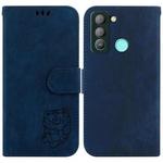 For Tecno Pop 5 LTE BD4 Little Tiger Embossed Leather Phone Case(Dark Blue)