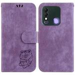 For Tecno Spark 8 / 8T Little Tiger Embossed Leather Phone Case(Purple)