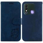 For Tecno Spark 8 / 8T Little Tiger Embossed Leather Phone Case(Dark Blue)