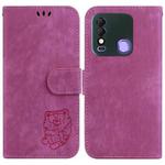 For Tecno Spark 8 / 8T Little Tiger Embossed Leather Phone Case(Rose Red)
