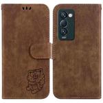 For Tecno Camon 18 Premier Little Tiger Embossed Leather Phone Case(Brown)