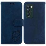 For Tecno Camon 18 Premier Little Tiger Embossed Leather Phone Case(Dark Blue)