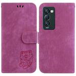 For Tecno Camon 18 Premier Little Tiger Embossed Leather Phone Case(Rose Red)