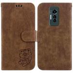For Tecno Phantom X Little Tiger Embossed Leather Phone Case(Brown)