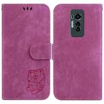 For Tecno Phantom X Little Tiger Embossed Leather Phone Case(Rose Red)