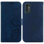For Tecno Pova 2 Little Tiger Embossed Leather Phone Case(Dark Blue)