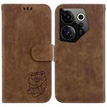 For Tecno Camon 20 Premier 5G Little Tiger Embossed Leather Phone Case(Brown)