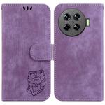 For Tecno Spark 20 Pro+ 4G Little Tiger Embossed Leather Phone Case(Purple)