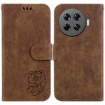 For Tecno Spark 20 Pro+ 4G Little Tiger Embossed Leather Phone Case(Brown)