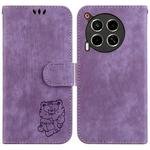 For Tecno Camon 30 4G / 5G Little Tiger Embossed Leather Phone Case(Purple)