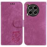 For Tecno Camon 30 4G / 5G Little Tiger Embossed Leather Phone Case(Rose Red)