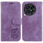 For Tecno Camon 30 Premier 5G Little Tiger Embossed Leather Phone Case(Purple)