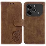 For Tecno Pova 6 / Pova 6 Pro Little Tiger Embossed Leather Phone Case(Brown)
