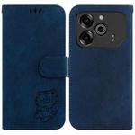 For Tecno Pova 6 / Pova 6 Pro Little Tiger Embossed Leather Phone Case(Dark Blue)