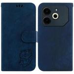 For Tecno Pova 6 Neo Little Tiger Embossed Leather Phone Case(Dark Blue)