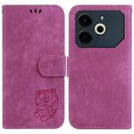 For Tecno Pova 6 Neo Little Tiger Embossed Leather Phone Case(Rose Red)