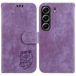 For Tecno Camon 40 Little Tiger Embossed Leather Phone Case(Purple)