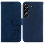 For Tecno Camon 40 Little Tiger Embossed Leather Phone Case(Dark Blue)