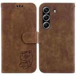 For Tecno Camon 40 Pro 4G Little Tiger Embossed Leather Phone Case(Brown)