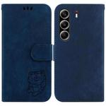 For Tecno Camon 40 Pro 4G Little Tiger Embossed Leather Phone Case(Dark Blue)