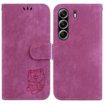 For Tecno Camon 40 Pro 4G Little Tiger Embossed Leather Phone Case(Rose Red)