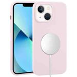For iPhone 13 mini Liquid Silicone Full Coverage MagSafe Phone Case(Light Pink)