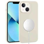For iPhone 13 mini Liquid Silicone Full Coverage MagSafe Phone Case(Antique White)